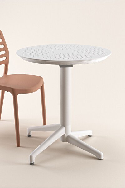 Genel Markalar Moon Katlanır Masa 60 cm İç ve Dış Mekan Uyumlu - Beyaz