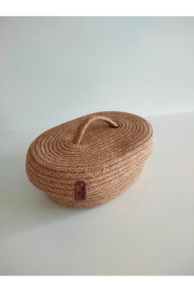 BEVEZ HOME Coș multifuncțional țesut manual cu capac din răchită - Organizator pentru baie și bucătărie, capac oval