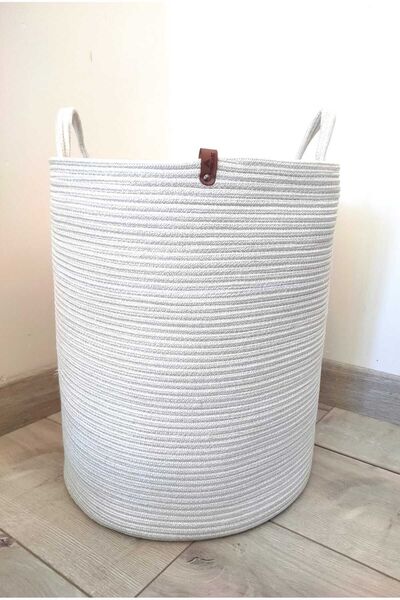 BEVEZ HOME Ψάθινο καλάθι πολλαπλών χρήσεων σε κρεμ χρώμα - 36x40