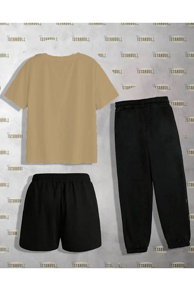 aynewmoda Комплект от раиран анцуг с тениска и шорти