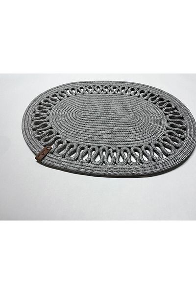 FABRİCART HALI Gray Oval Tripod - Decorative Wavy, Jute Woven Supla American Service