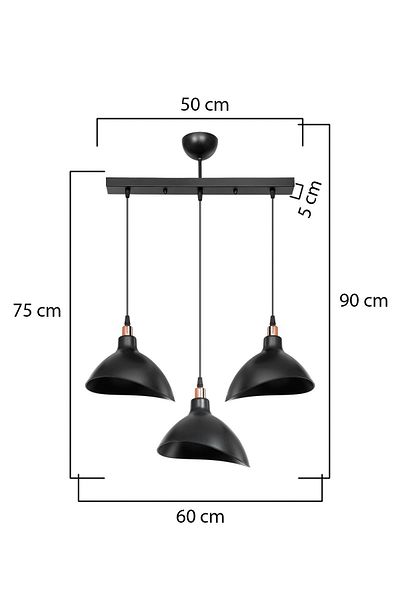 AG LightDesign 3 Row Black Pendant Chandelier - Kitchen, Living Room, Cafe, Bar, Bedroom and Hallway Lamp