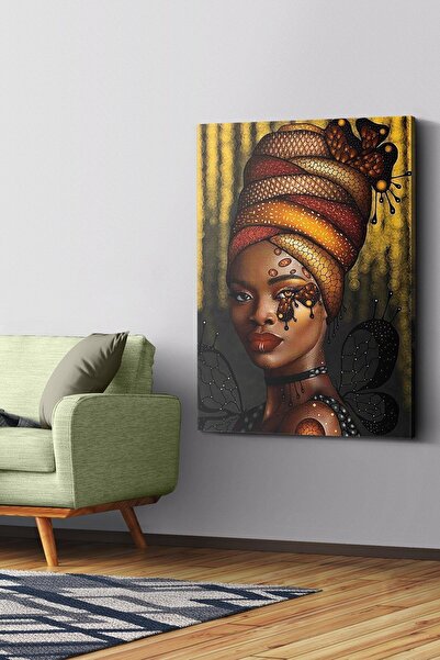 Evinemoda Afrikalı Kadın Portre Kanvas - Canvas Tablo