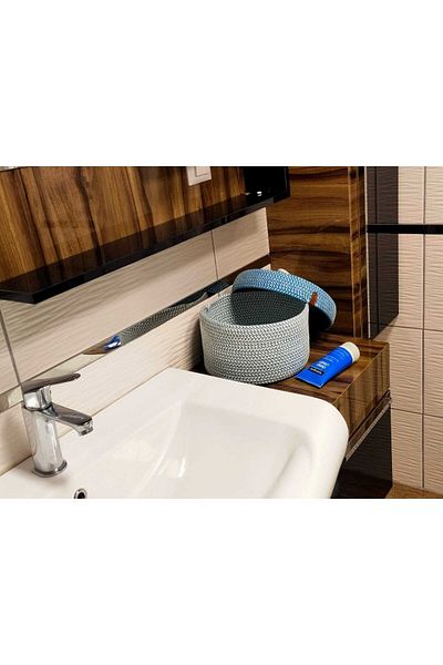 BEVEZ HOME Coș multifuncțional cu capac țesut manual - Organizator pentru baie și bucătărie