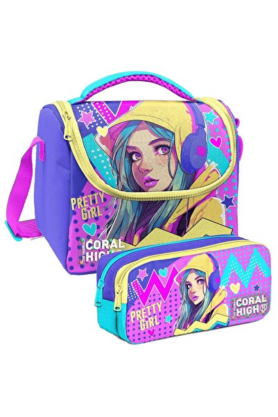 Coral High Теплоізольована сумка для харчування з лавандовим і бірюзовим візе...