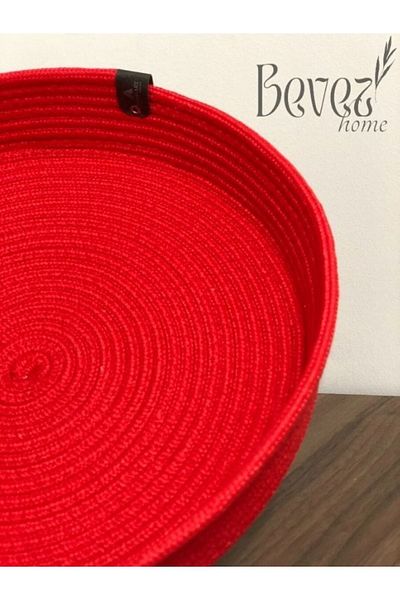 BEVEZ HOME Red Jute Wicker Basket - Hand Woven, Multi-Purpose, Bathroom and Kitchen Organizer, 30X7