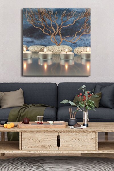 Evinemoda Mumlar Yaprak Tek Parça Kare Kanvas - Canvas Tablo