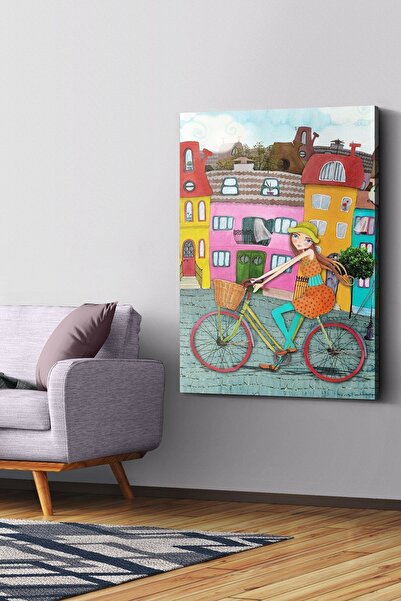 Evinemoda Devojka na biciklu na platnu - Slika na platnu