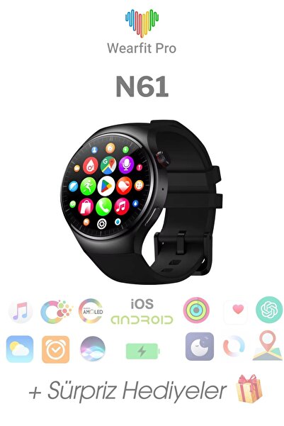 Wearfit Pro WEARFİT N61 Akıllı Kol Saati  AMOLED Ekran  (SİYAH)