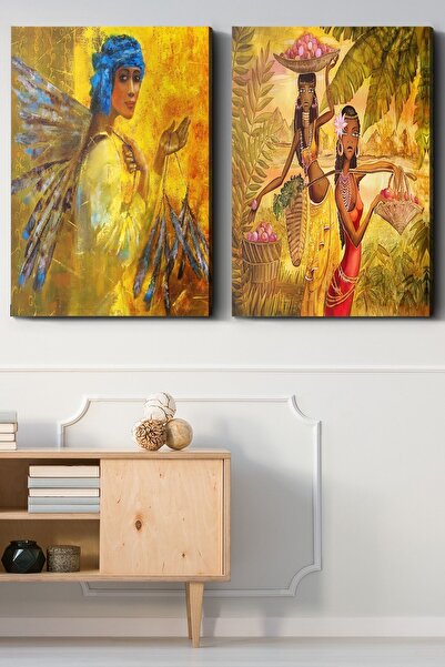 Evinemoda 45x65 Cm Pânză cu femei exotice, 2 piese - Tablou pe pânză