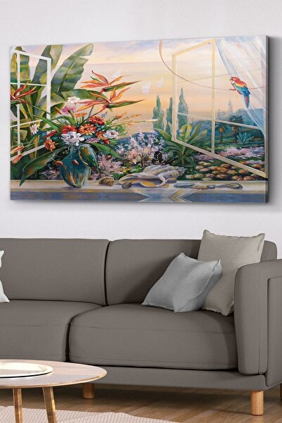 Evinemoda Desen păsări și flori pânză - pictură pe pânză