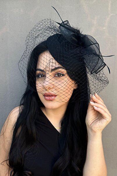 TAKIŞTIR Siyah Renk Nikah Şapkası / Vualet Şapka