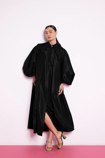 Nuum Design Balloon Sleeve Taffeta Dress black