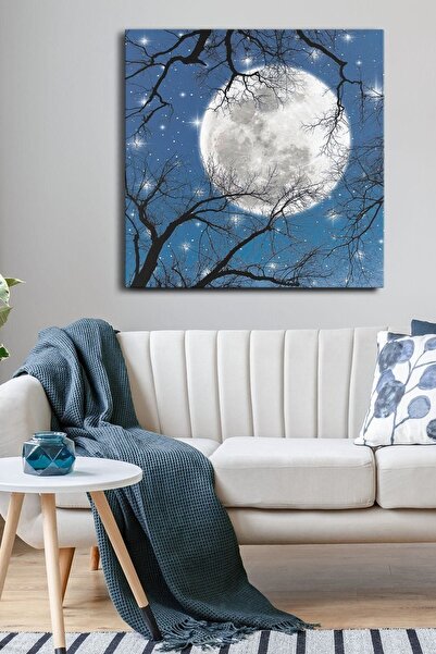 Evinemoda Mesec kroz drveće Jednodijelno kvadratno platno - Slika na platnu