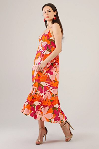 AVVER Rochie de damă cu bretele cu imprimeu floral