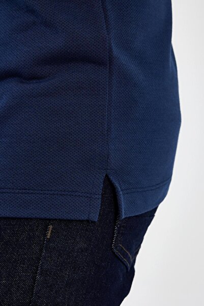 ENQUE Чоловіча базова футболка з коміром-поло, кишенями та короткими рукавами, темно-синя