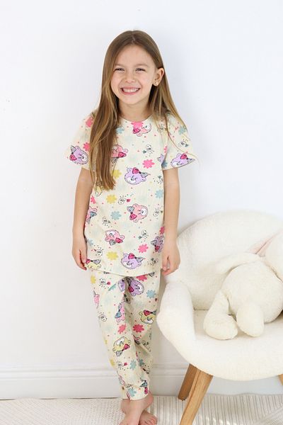 Harika KIDS Set de pijamale din bumbac pieptănat cu imprimeu pentru fete