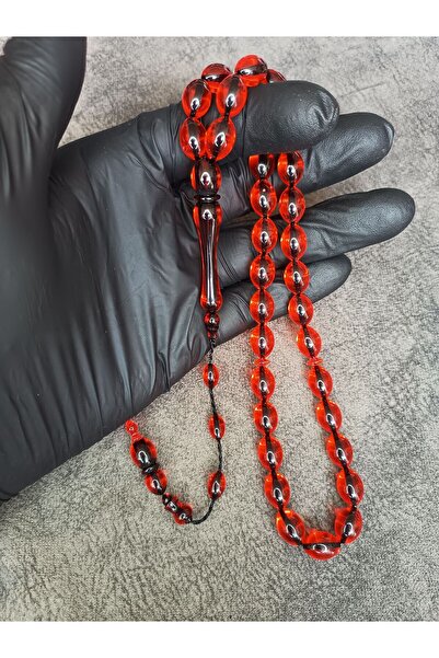 Mos Tespih Barley Red Powder Amber Prayer Beads - Systemed