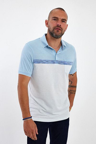ENQUE Ανδρικό μπλουζάκι Basic Polo με κοντό μανίκι με τσέπες γαλάζιο