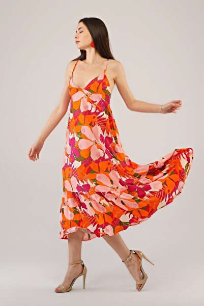 AVVER Γυναικείο φόρεμα με λουλούδια με λουράκι ώμου