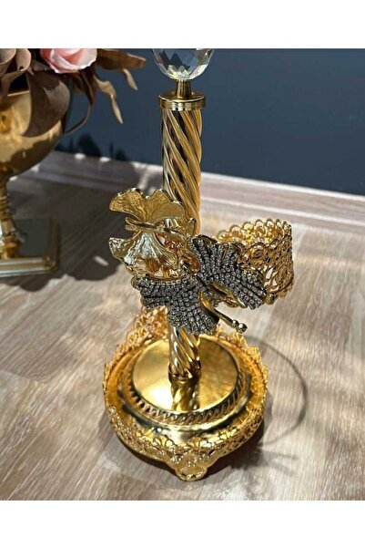MEYLACO Peçetelik Taşlı Altın Ve Gümüş İle Bütünleşmiş Kristal Taşlı Dantel D...