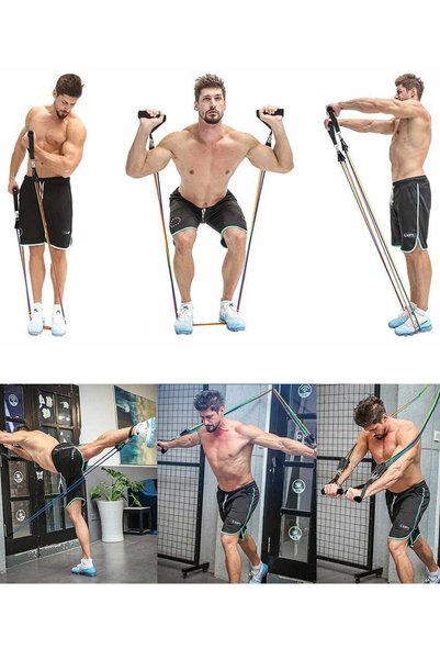 Generic Brand Set de 10 cauciucuri de rezistență Pilates
