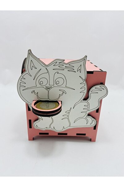 mykhediyevesanatatölyesi Para Yutan Kedi Ahşap Kumbara Ilginç Farklı Dekorati...