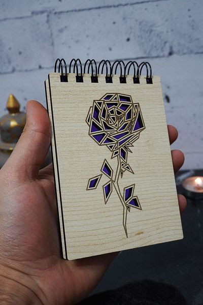 markcat Rose Themed Notebook with Wooden Cover - Mini Pocket Notebook - My List
