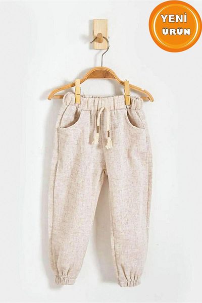 LittlePoffy Linen Front Stringed Girl's Trousers