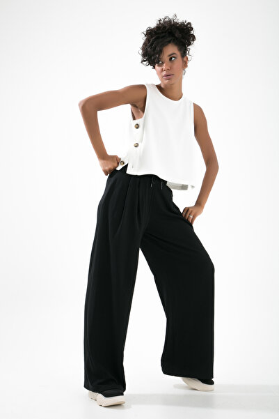 muub's Αμάνικη Crop Μπλούζα με λαιμόκοψη - Πλαϊνά κουμπιά