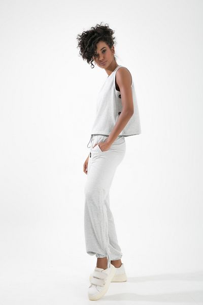 MuuBs Crew Neck Sleeveless Crop Blouse - Side Buttons