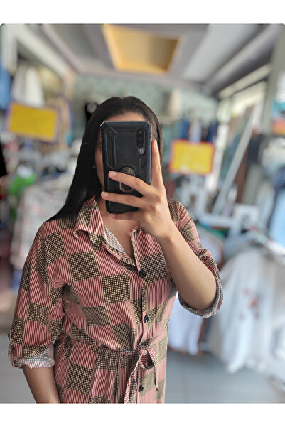 Sublime Butik Düğmeli Kuşaklı Sade Gömlek Elbise Tunik