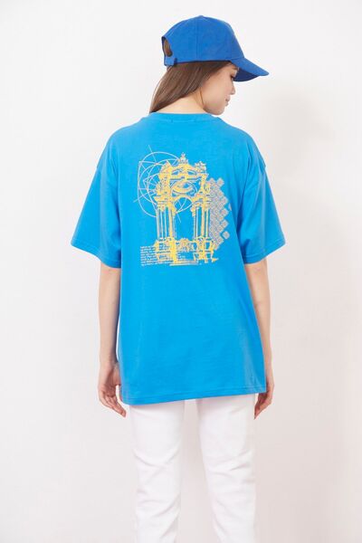 Eazy Co Eazy Mavi Ornament Unisex Oversize з принтом, короткий рукав, футболка