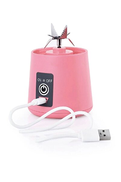 LESGO Portatif Taşınabilir El Blender 380 Ml 6 Bıçaklı Usb Şarjlı Blender-pembe