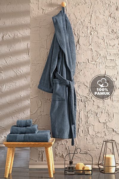 Yataş Essentials Bathrobe - Denim Color