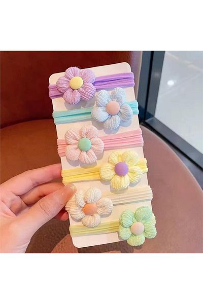 So Much Accesories Soft Pastel Colored Flower Model Soft Rubber Buckle Set