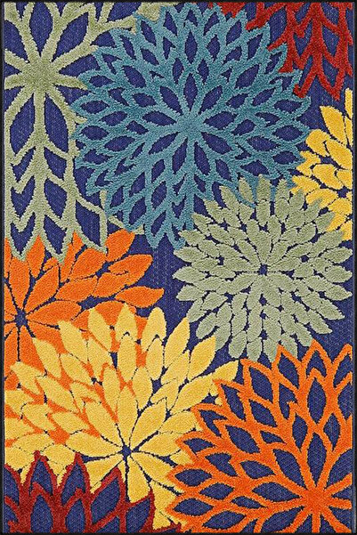 Rugs Modern Halı Multi-Colored Snowflake in Blue Shades Colored Woven Base Wa...
