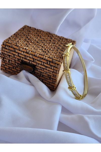 Eva Takı Zircon Stone Xoxo Mers Model Steel Cuff Bracelet