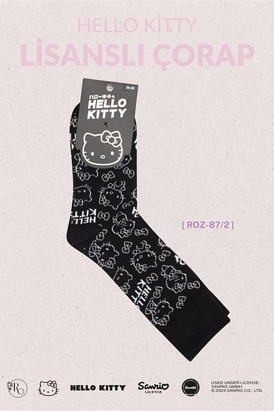 Hello Kitty Licensed Patterned Black Socks - ROZ-87/2