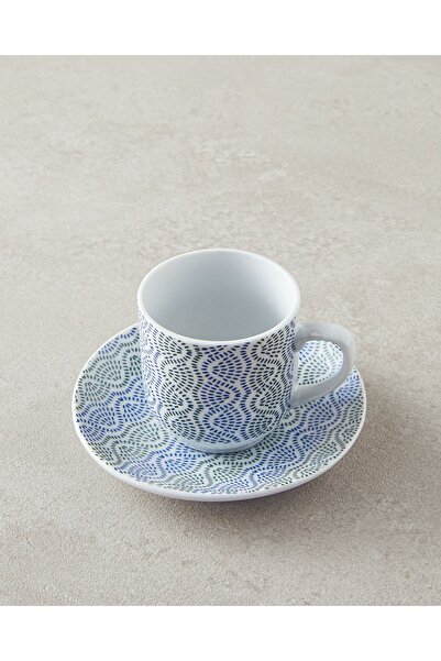 English Home Conner 4 Piece Porcelain Coffee Cup Set - Blue-Green for 2 People