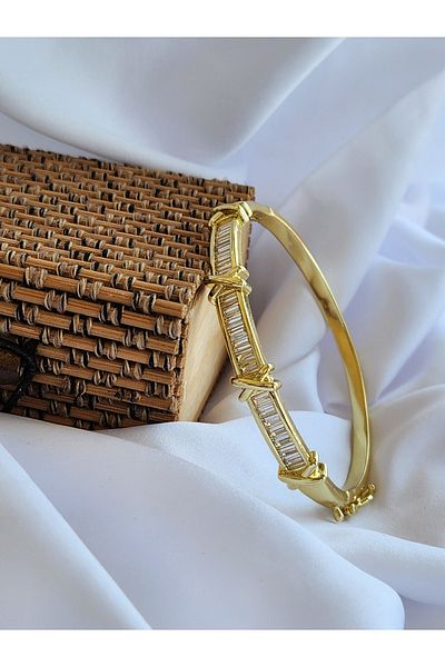 Eva Takı Zircon Stone Xoxo Mers Model Steel Cuff Bracelet