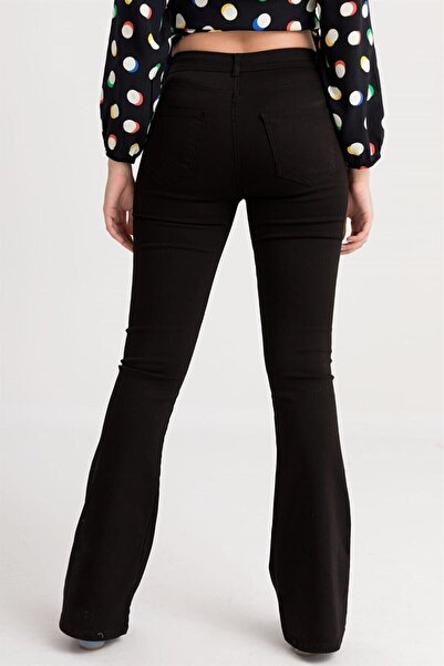 DRC trend Alya Kadın Siyah Likralı Gabardin Kumaş Ispanyol Paça Pantolon