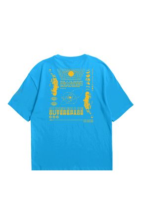 Eazy Co Eazy Mavi Outer Space Unisex Oversize Bask l K sa Kollu T shirt Fiyat Yorumlar Trendyol