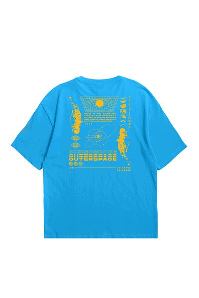 Eazy Co Tricou cu mânecă scurtă cu imprimeu supradimensionat unisex Eazy Blue Outer Space