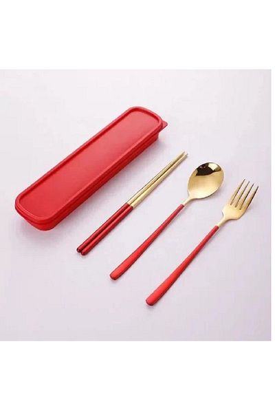Rainbow 4 Piece Stainless Oval Korean - Fork Spoon Knife Set