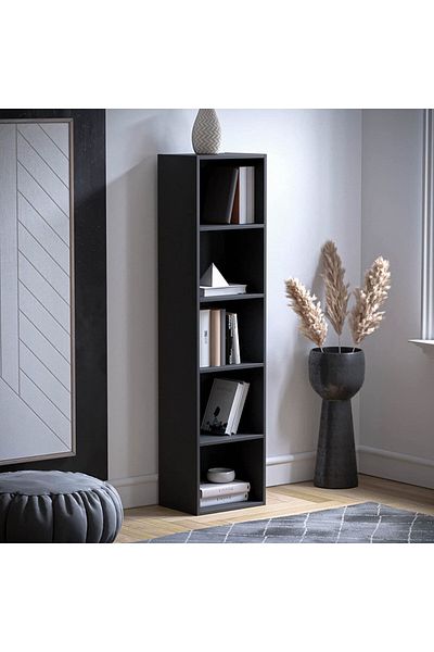 Modern home Bookcase and accessory Display Unit of wood 5Tier Black