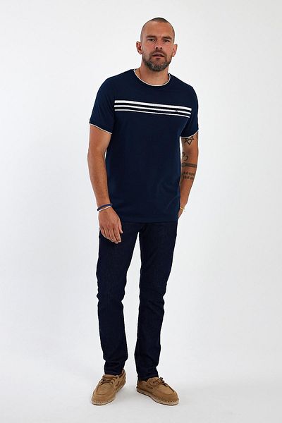 ENQUE Ανδρικό μπλουζάκι Basic Crew Neck Comfort Long Navy Blue