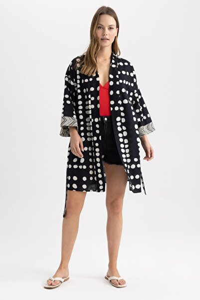 DeFacto Fall In Love Polka Dot 100% Cotton Kimono Z9168az23sm