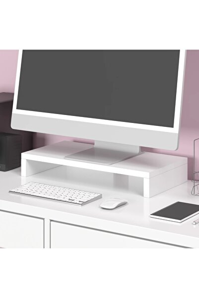AKTAS DESIGN Monitör Laptop Yükseltici Stand Beyaz