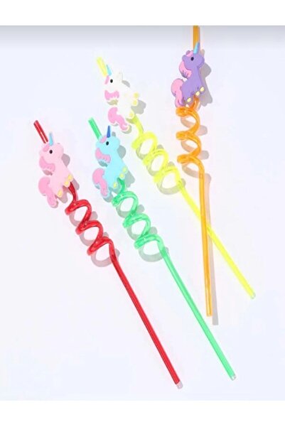 Genel Markalar Dörtlü Sevimli Renkli Emojili Pipet- Kokteyl Ev Dekorasyon